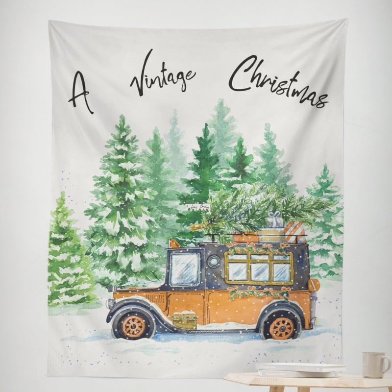 Ziemassvētku gobelēns sienas dekors – taisnstūra, 100% poliesters, roku mazgāšana, gatavs produkts, pielāgošana pieejama