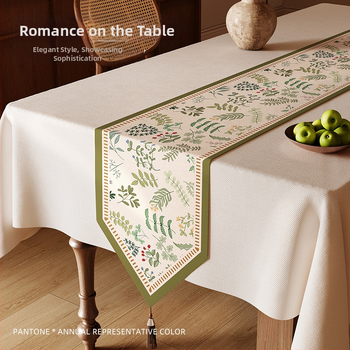 Steag de masă Feitao, 100% poliester, model floral (flori/iarbă/frunze), potrivit pentru living, exterior, restaurante, spații comerciale