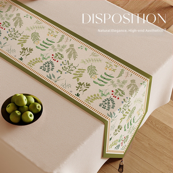 Steag de masă Feitao, 100% poliester, model floral (flori/iarbă/frunze), potrivit pentru living, exterior, restaurante, spații comerciale