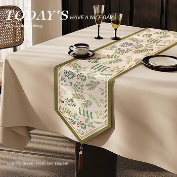 Steag de masă Feitao, 100% poliester, model floral (flori/iarbă/frunze), potrivit pentru living, exterior, restaurante, spații comerciale