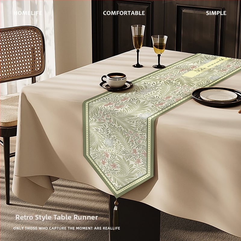 Steag de masă Feitao, 100% poliester, model floral (flori/iarbă/frunze), potrivit pentru living, exterior, restaurante, spații comerciale