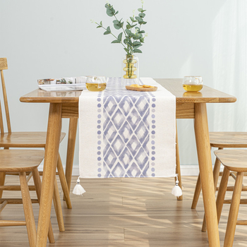 Steag de masă decorativ, inspirat de stil nordic, țesătură imprimată, ciucuri (Material: Țesătură; Componenta principală a țesăturii: Bumbac; Componenta secundară: Poliester; Stil: Simplitate modernă; Personalizare: Da)