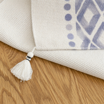 Steag de masă decorativ, inspirat de stil nordic, țesătură imprimată, ciucuri (Material: Țesătură; Componenta principală a țesăturii: Bumbac; Componenta secundară: Poliester; Stil: Simplitate modernă; Personalizare: Da)