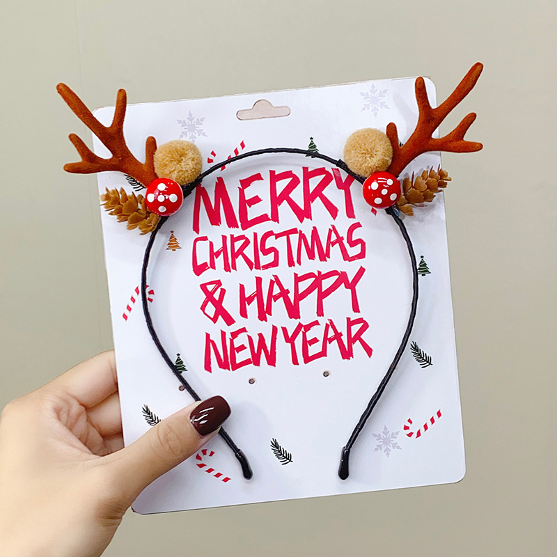 Koreai stílusú plüss kézzel készített fejfedő titánötvözet beépítéssel, agancsos csengős fejpánt