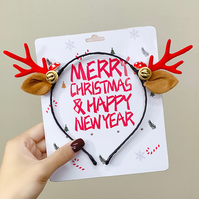 Koreai stílusú plüss kézzel készített fejfedő titánötvözet beépítéssel, agancsos csengős fejpánt