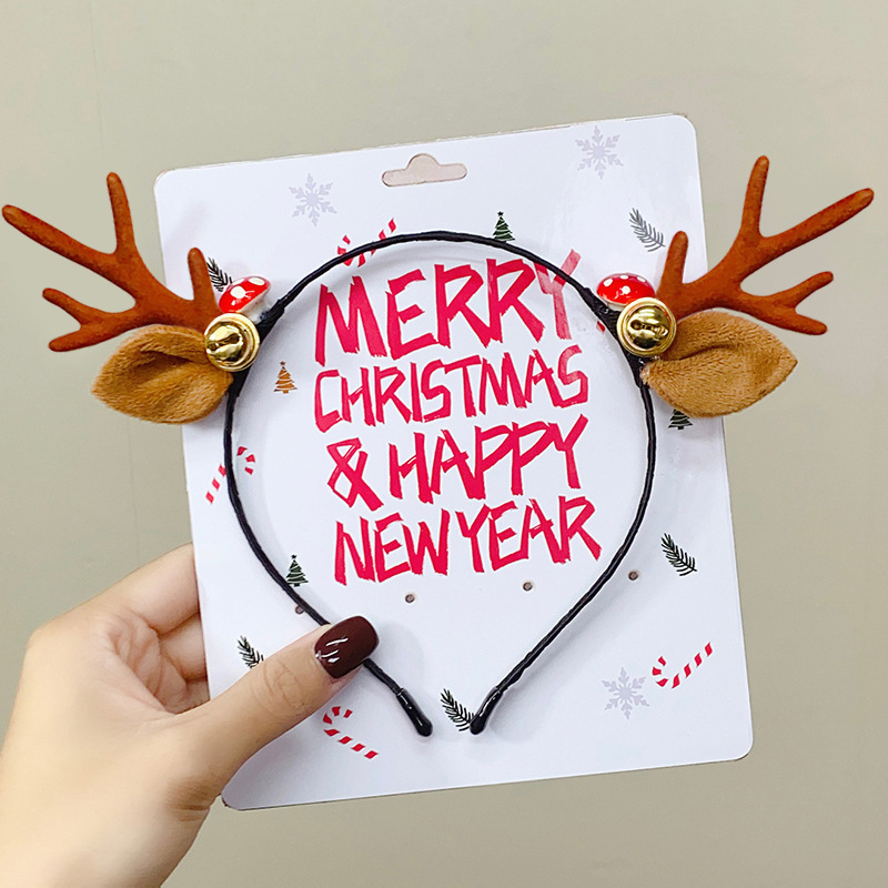 Koreai stílusú plüss kézzel készített fejfedő titánötvözet beépítéssel, agancsos csengős fejpánt