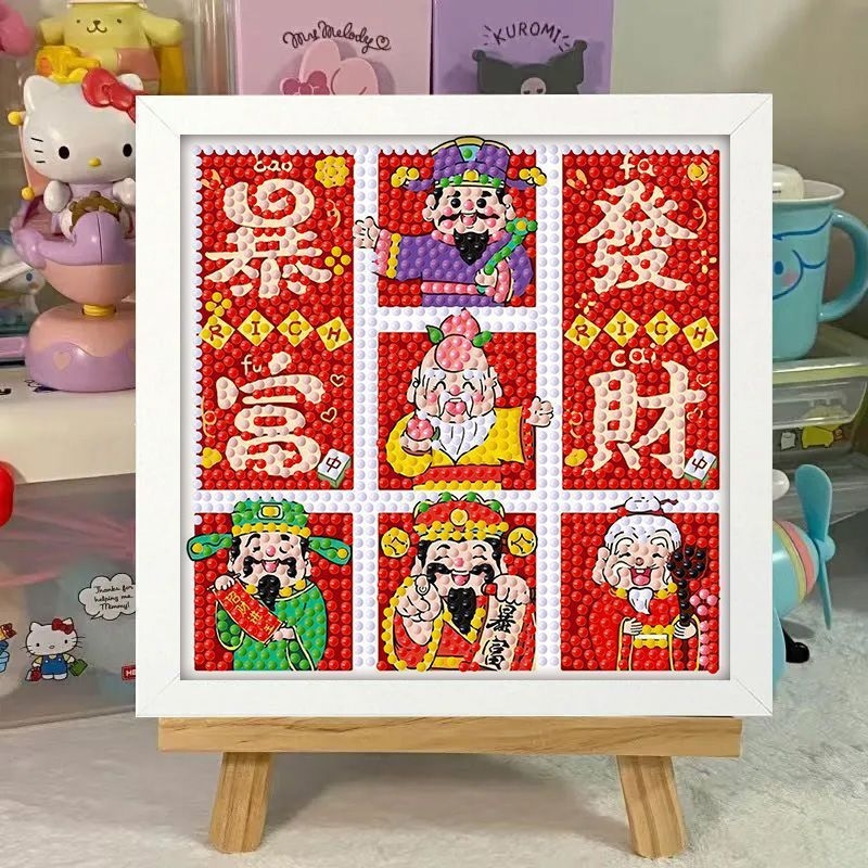 Rāmēts dimanta krustdūruma izšuvums — 9ct eļļas audums, pilni dimanti, karikatūras stils