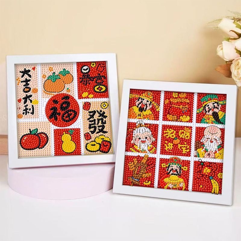 Rāmēts dimanta krustdūruma izšuvums — 9ct eļļas audums, pilni dimanti, karikatūras stils