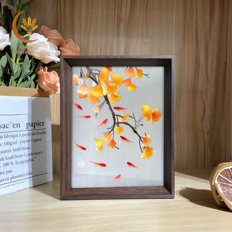 Divpusējs Hunan izšuvums rotājums, ķīniešu stilā, pabeigts produkts, mājas dekoriem dzīvojamā istabā, guļamistabā, studijā