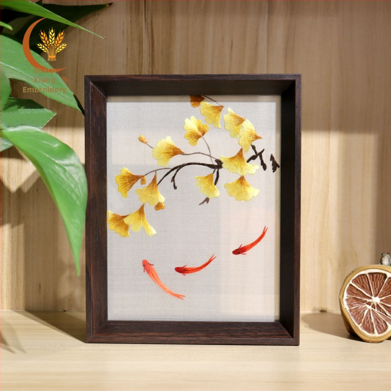 Divpusējs Hunan izšuvums rotājums, ķīniešu stilā, pabeigts produkts, mājas dekoriem dzīvojamā istabā, guļamistabā, studijā