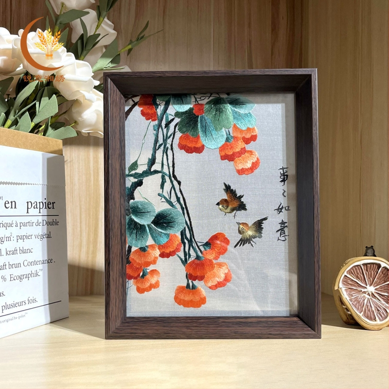 Divpusējs Hunan izšuvums rotājums, ķīniešu stilā, pabeigts produkts, mājas dekoriem dzīvojamā istabā, guļamistabā, studijā