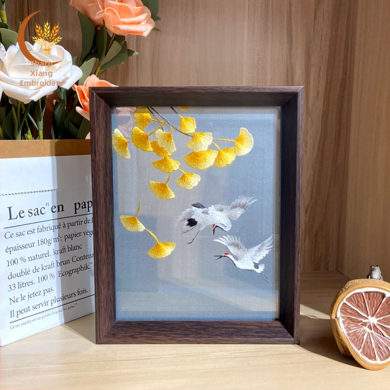 Divpusējs Hunan izšuvums rotājums, ķīniešu stilā, pabeigts produkts, mājas dekoriem dzīvojamā istabā, guļamistabā, studijā