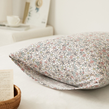 Pamut kötött párnahuzat – 100% pamut, fonalas festésű nyomtatás, apró virágos motívum