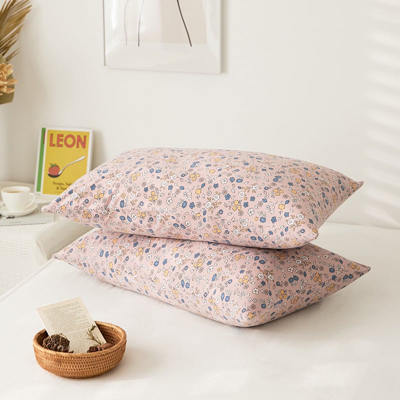 Pamut kötött párnahuzat – 100% pamut, fonalas festésű nyomtatás, apró virágos motívum