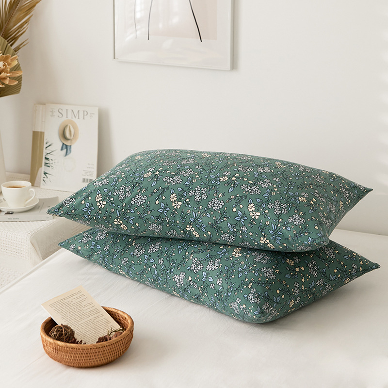 Pamut kötött párnahuzat – 100% pamut, fonalas festésű nyomtatás, apró virágos motívum