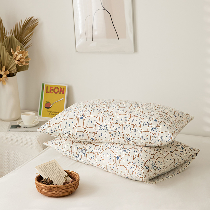 Pamut kötött párnahuzat – 100% pamut, fonalas festésű nyomtatás, apró virágos motívum