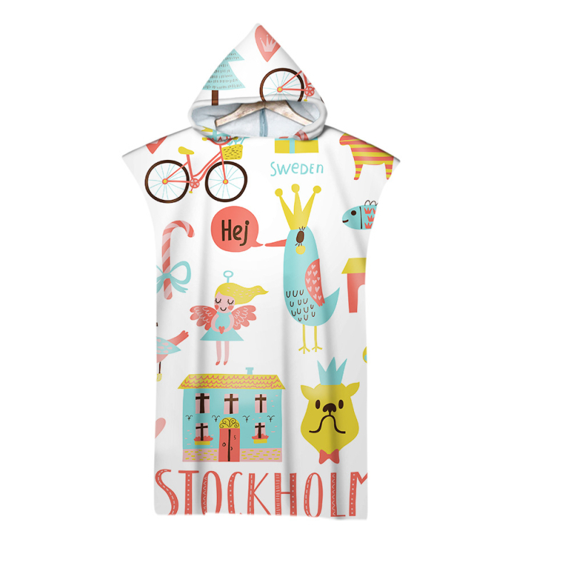 Kapucnis törölköző, mikroszálas, 205 g/m², digitális nyomtatás, varrott él, testreszabható