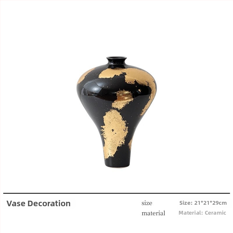 Keramikas vāze – rokdarbs ar zelta folijas akcentu, viegls luksusa stils, zīmols Jade Slip