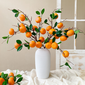 Citrusa augļu zaru dekors - plastmasa, injekcijas formēšana, mājas dekoram, fotogrāfiju rekvizītiem, restorānu dekorācijai