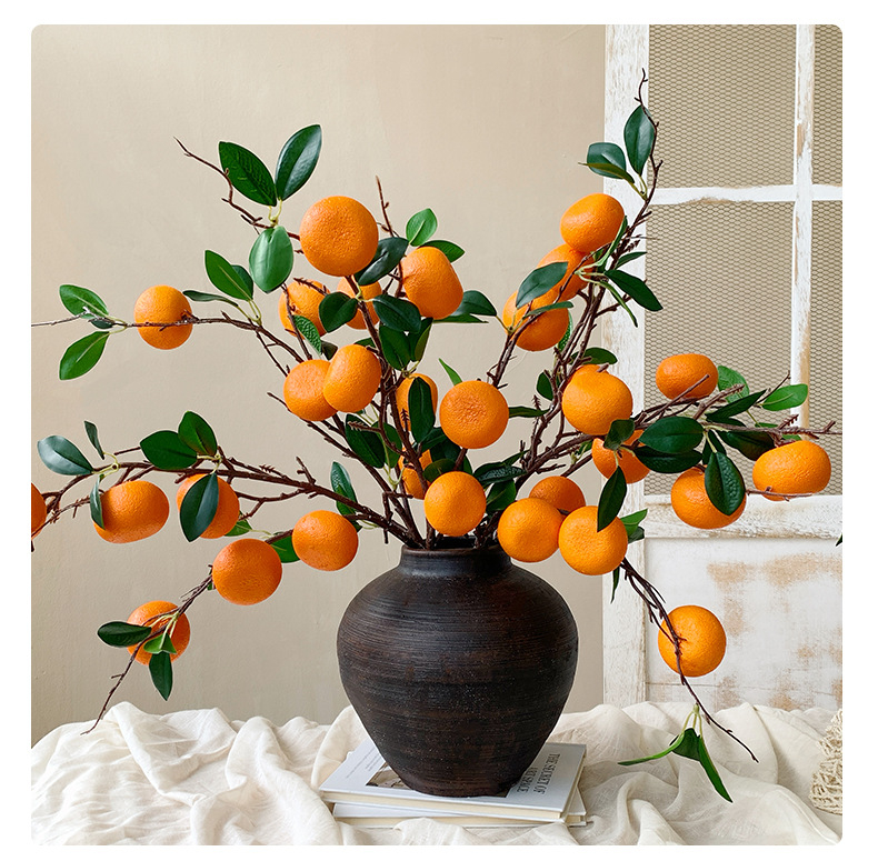 Citrusa augļu zaru dekors - plastmasa, injekcijas formēšana, mājas dekoram, fotogrāfiju rekvizītiem, restorānu dekorācijai