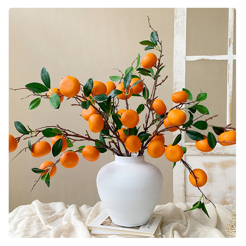 Citrusa augļu zaru dekors - plastmasa, injekcijas formēšana, mājas dekoram, fotogrāfiju rekvizītiem, restorānu dekorācijai