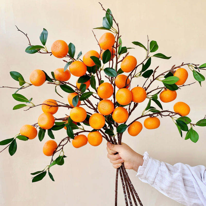 Citrusa augļu zaru dekors - plastmasa, injekcijas formēšana, mājas dekoram, fotogrāfiju rekvizītiem, restorānu dekorācijai