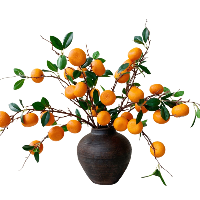 Citrusa augļu zaru dekors - plastmasa, injekcijas formēšana, mājas dekoram, fotogrāfiju rekvizītiem, restorānu dekorācijai