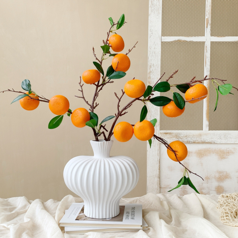 Citrusa augļu zaru dekors - plastmasa, injekcijas formēšana, mājas dekoram, fotogrāfiju rekvizītiem, restorānu dekorācijai