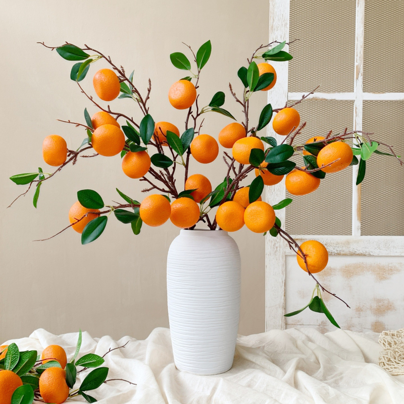 Citrusa augļu zaru dekors - plastmasa, injekcijas formēšana, mājas dekoram, fotogrāfiju rekvizītiem, restorānu dekorācijai