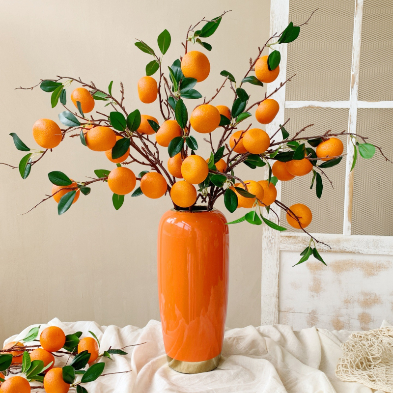 Citrusa augļu zaru dekors - plastmasa, injekcijas formēšana, mājas dekoram, fotogrāfiju rekvizītiem, restorānu dekorācijai