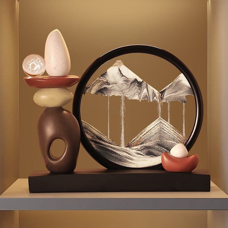 Smilšu pulksteņa dekoratīvs ornaments ar atslēgu glabāšanu — moderns minimālisma mājas dekors ieejai un viesistabai, ideāls dāvanu priekš iemitināšanās