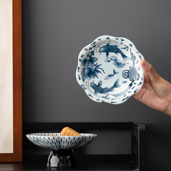 Porcelāna augļu šķīvis, ķīniešu stils, zen dekors dzīvojamajai istabai, zīmols The south wind knows the meaning, 2025 izlaidums