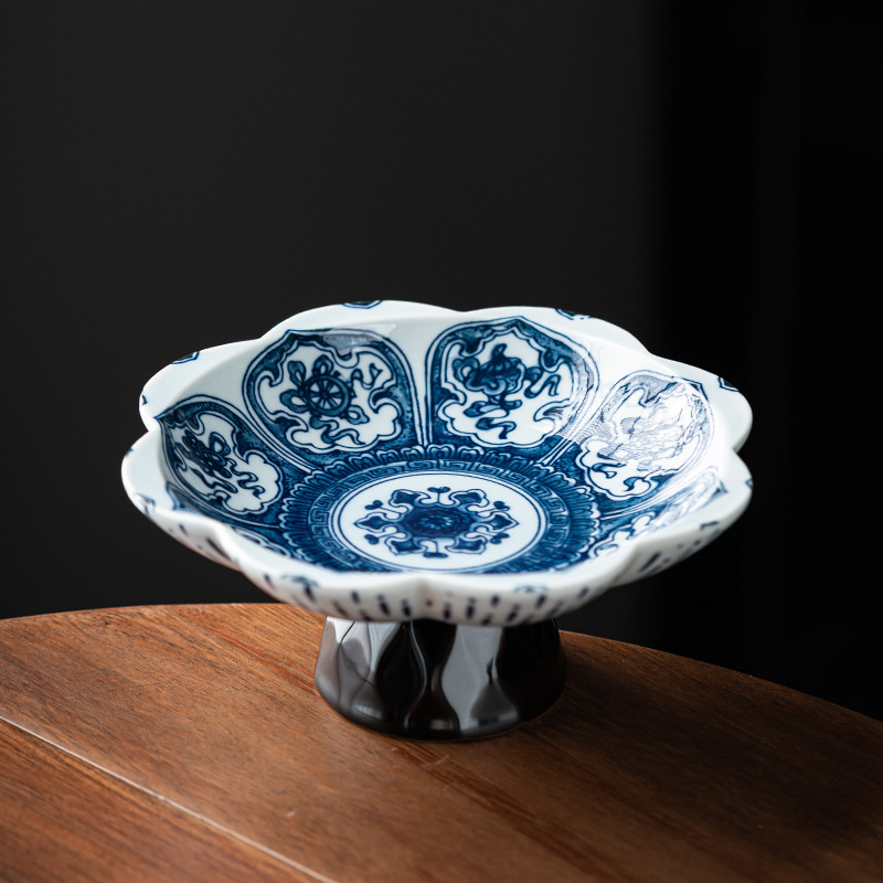 Porcelāna augļu šķīvis, ķīniešu stils, zen dekors dzīvojamajai istabai, zīmols The south wind knows the meaning, 2025 izlaidums