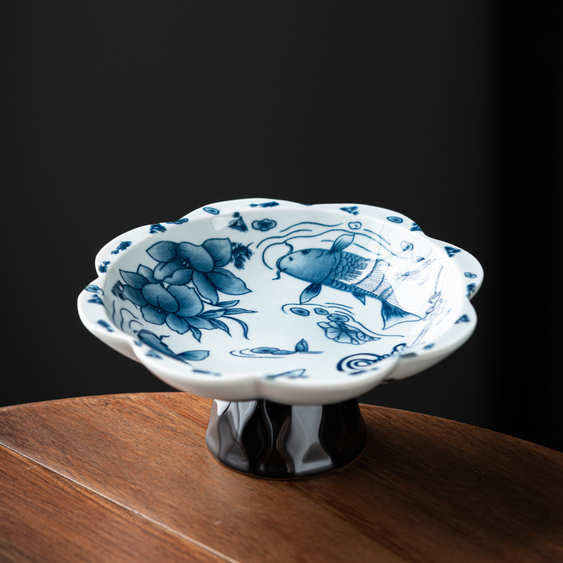 Porcelāna augļu šķīvis, ķīniešu stils, zen dekors dzīvojamajai istabai, zīmols The south wind knows the meaning, 2025 izlaidums