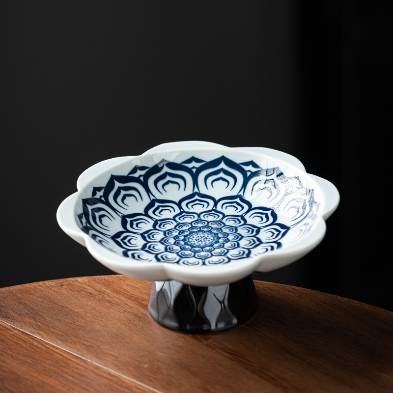 Porcelāna augļu šķīvis, ķīniešu stils, zen dekors dzīvojamajai istabai, zīmols The south wind knows the meaning, 2025 izlaidums