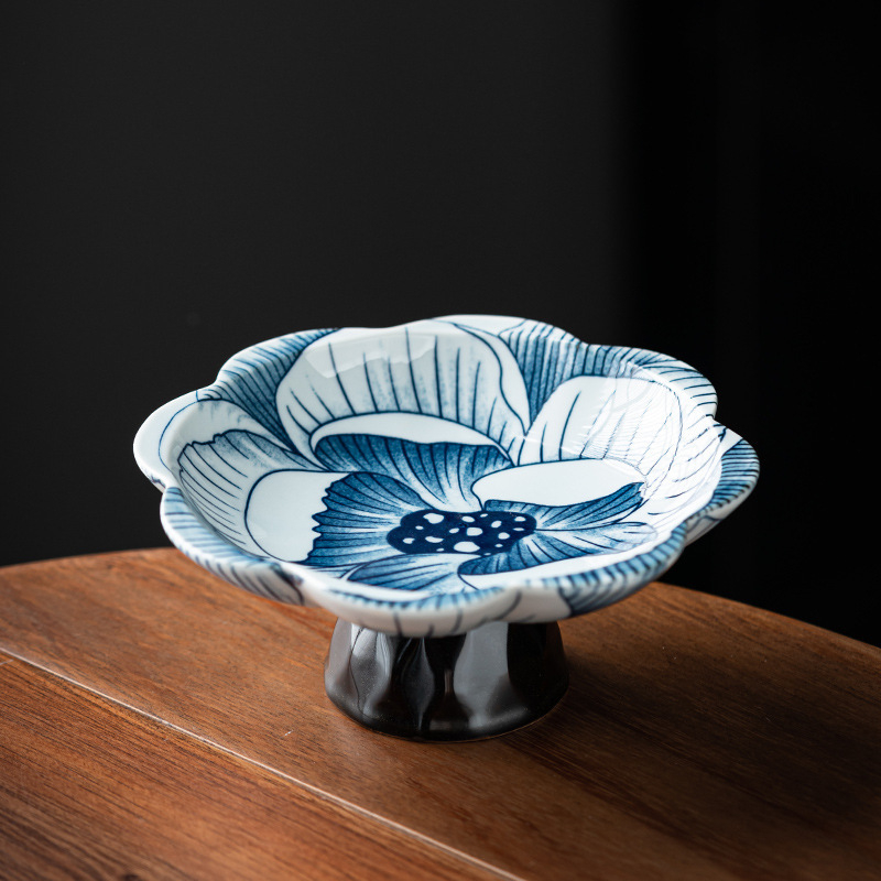 Porcelāna augļu šķīvis, ķīniešu stils, zen dekors dzīvojamajai istabai, zīmols The south wind knows the meaning, 2025 izlaidums