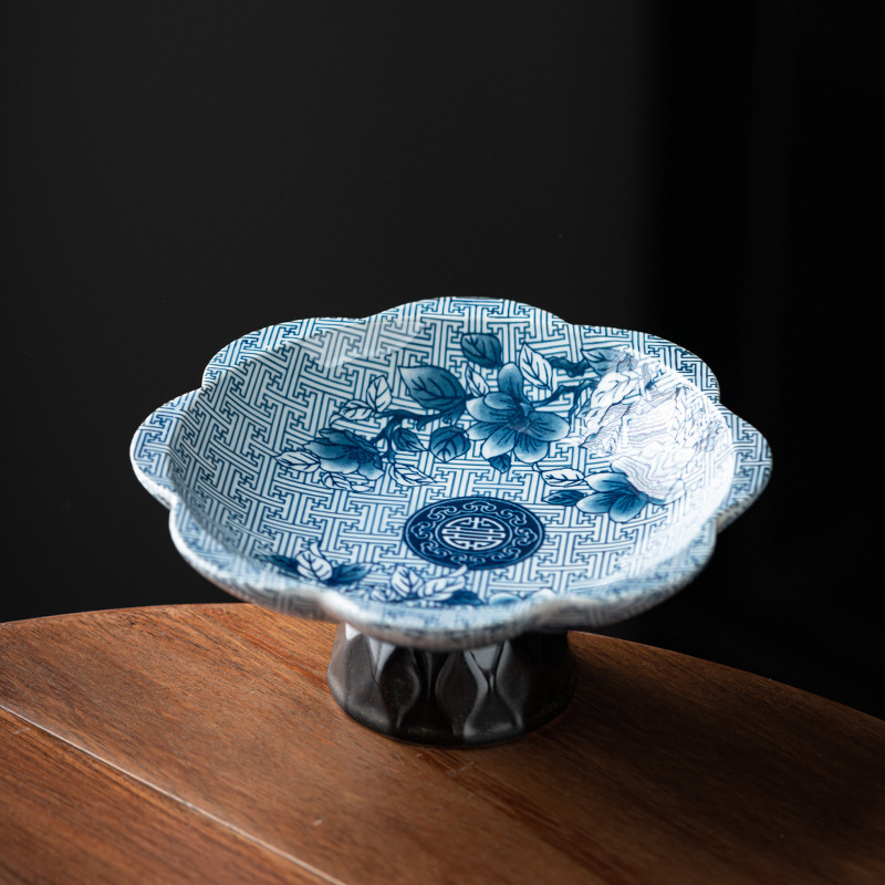 Porcelāna augļu šķīvis, ķīniešu stils, zen dekors dzīvojamajai istabai, zīmols The south wind knows the meaning, 2025 izlaidums