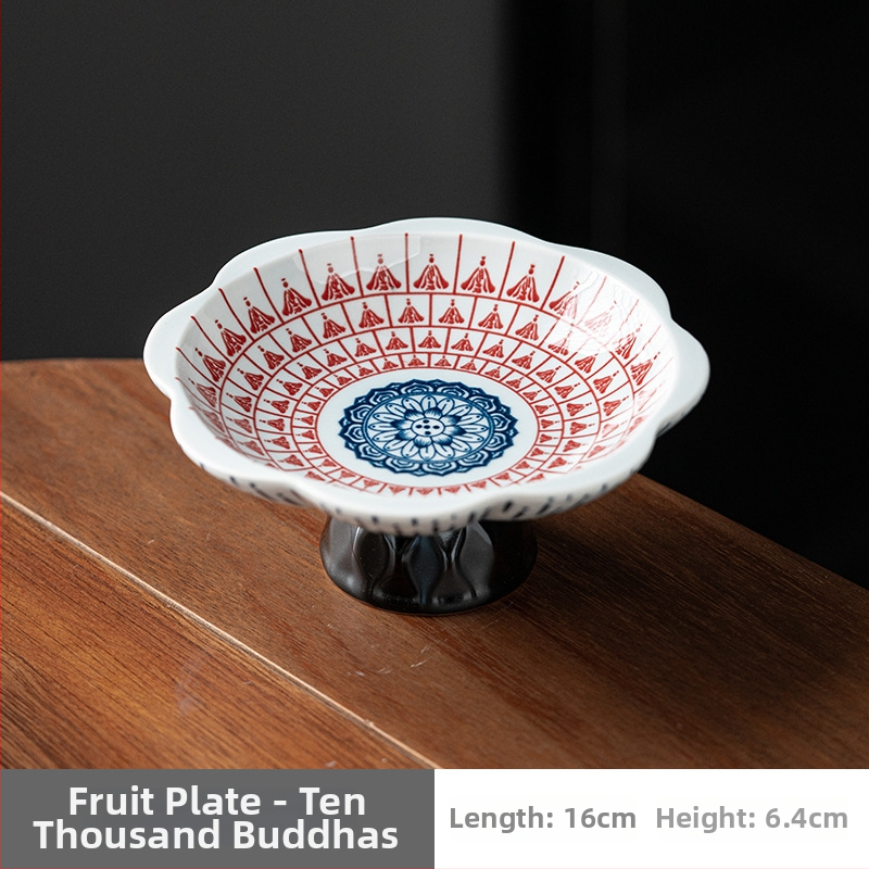 Porcelāna augļu šķīvis, ķīniešu stils, zen dekors dzīvojamajai istabai, zīmols The south wind knows the meaning, 2025 izlaidums