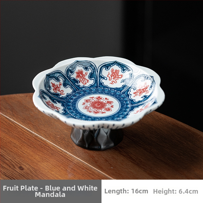 Porcelāna augļu šķīvis, ķīniešu stils, zen dekors dzīvojamajai istabai, zīmols The south wind knows the meaning, 2025 izlaidums