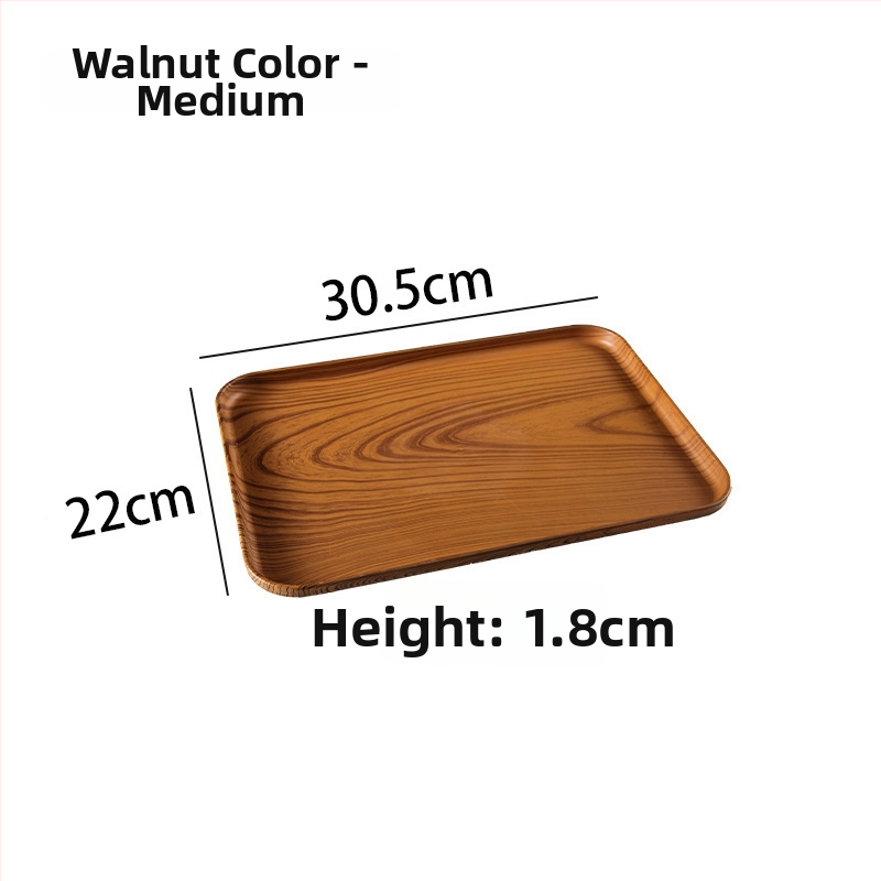 Ovāls paliktnis ar koka imitācijas rakstu, mājas lietošanai; piemērots krūzēm, rotaslietām un desertiem; materiāls PP, ķīniešu stils, logotipa personalizācija, izlaists 2023.