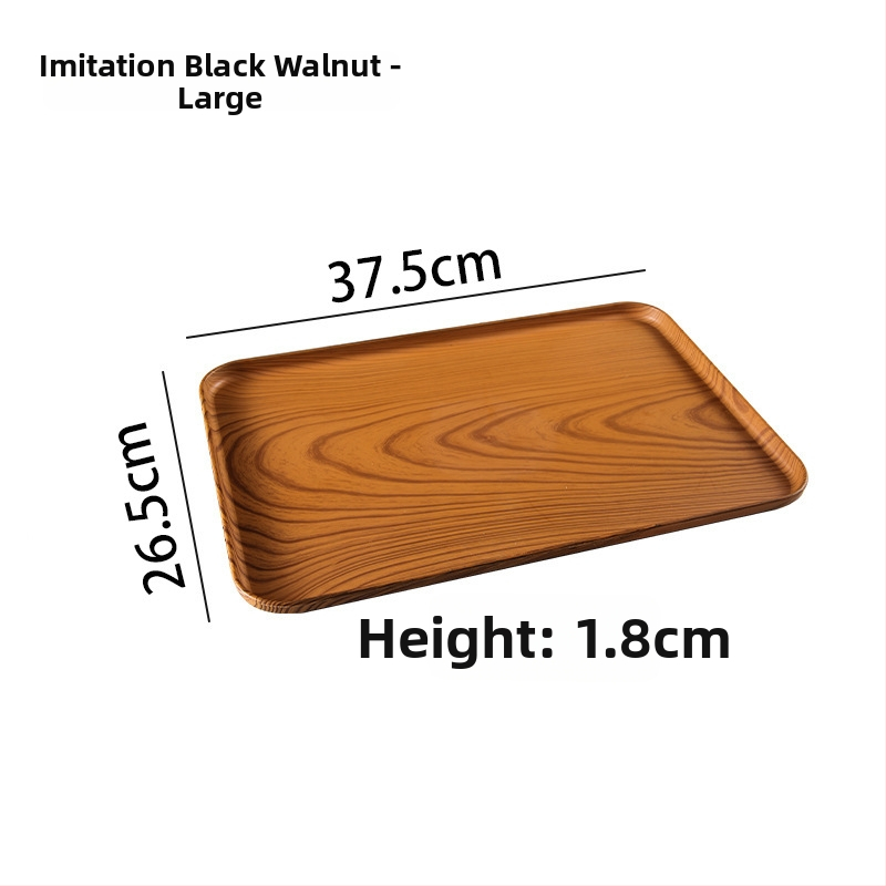 Ovāls paliktnis ar koka imitācijas rakstu, mājas lietošanai; piemērots krūzēm, rotaslietām un desertiem; materiāls PP, ķīniešu stils, logotipa personalizācija, izlaists 2023.