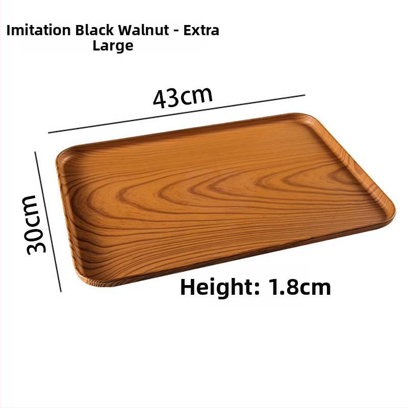 Ovāls paliktnis ar koka imitācijas rakstu, mājas lietošanai; piemērots krūzēm, rotaslietām un desertiem; materiāls PP, ķīniešu stils, logotipa personalizācija, izlaists 2023.