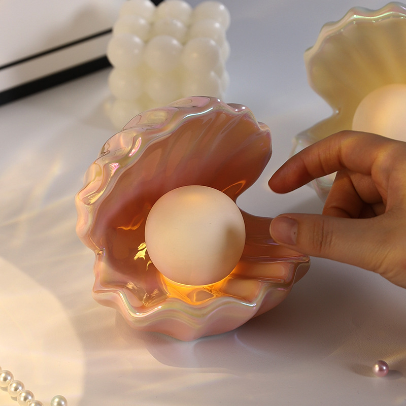 Xuanyi keramikas čaurlokiem formas nakts gaisma un rotaslietu uzglabāšanas trauks — moderns roku darbs galda dekors