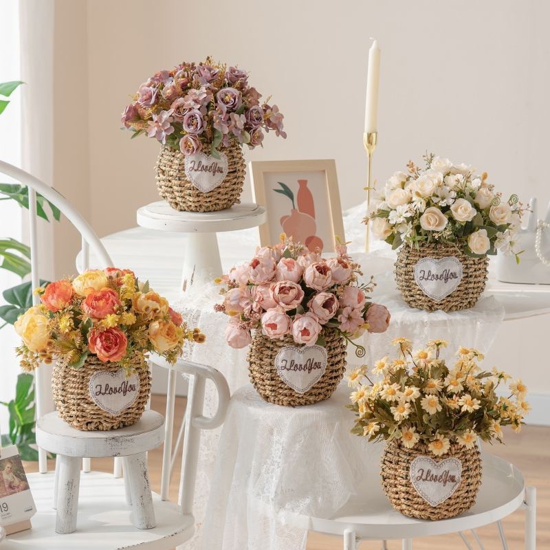 Mākslīgo saulespuķu pušķis, zīda audums, taustei draudzīga tekstūra, mājas dekoram