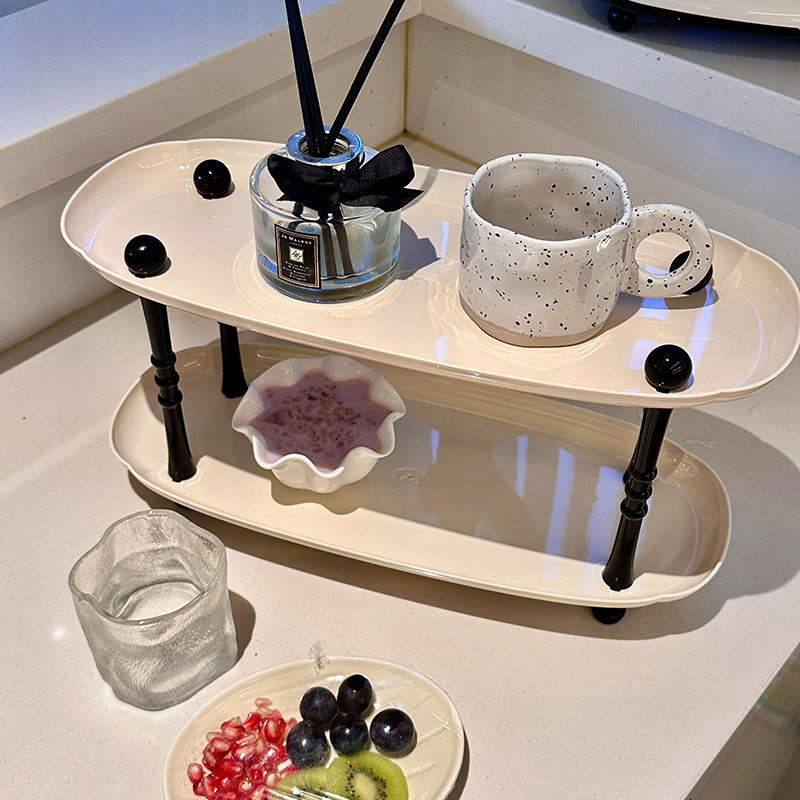 Plastmasas uzglabāšanas paliktnis dzīvojamā istabā, augļu trauka paliktnis kafijas galdiņam, moderns vienkāršs stils, sērija Lr6610, PET+PP, izlaists 2023.