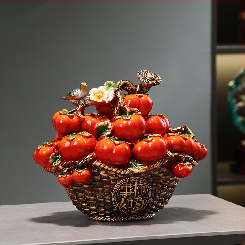 Persimon dekors ar veiksmes motīvu, ķīniešu stilā, no sveķiem