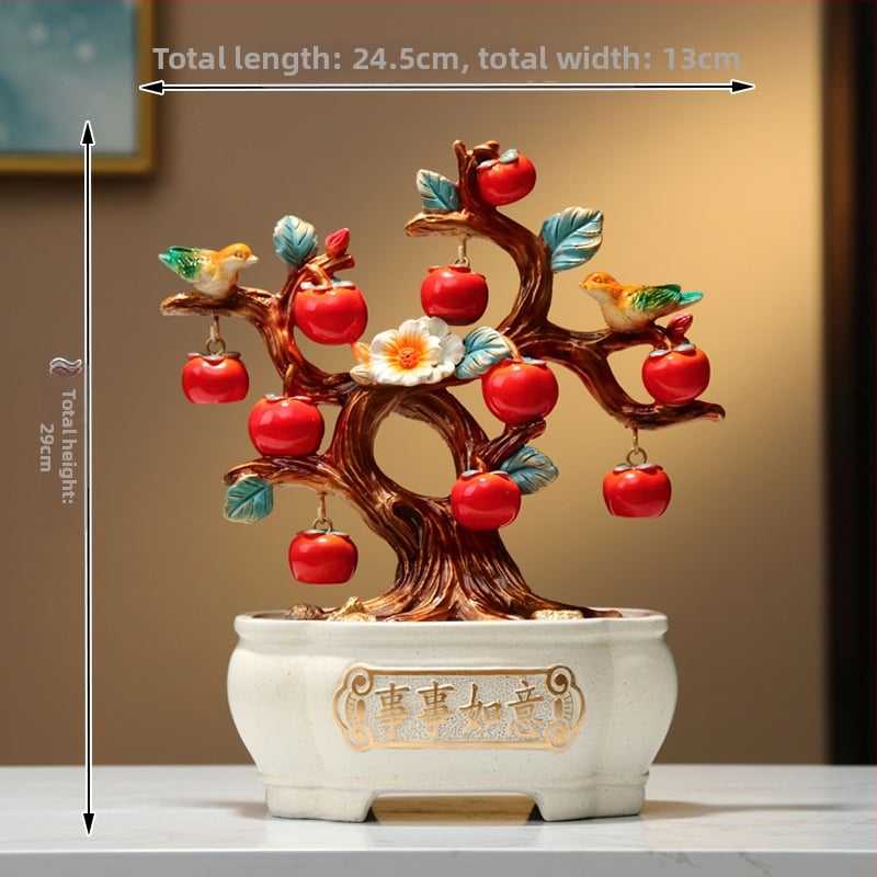 Persimon dekors ar veiksmes motīvu, ķīniešu stilā, no sveķiem