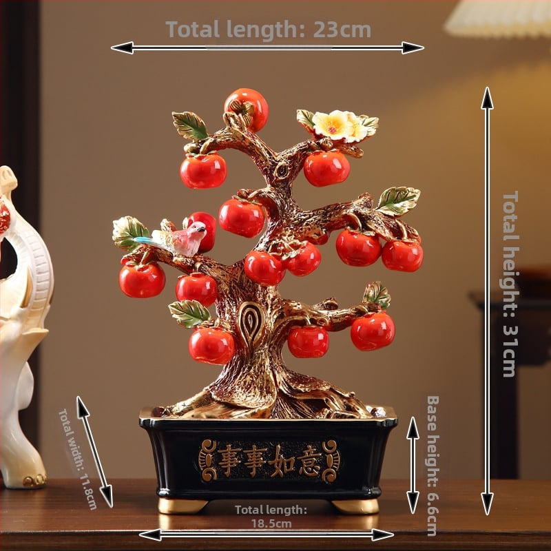 Persimon dekors ar veiksmes motīvu, ķīniešu stilā, no sveķiem