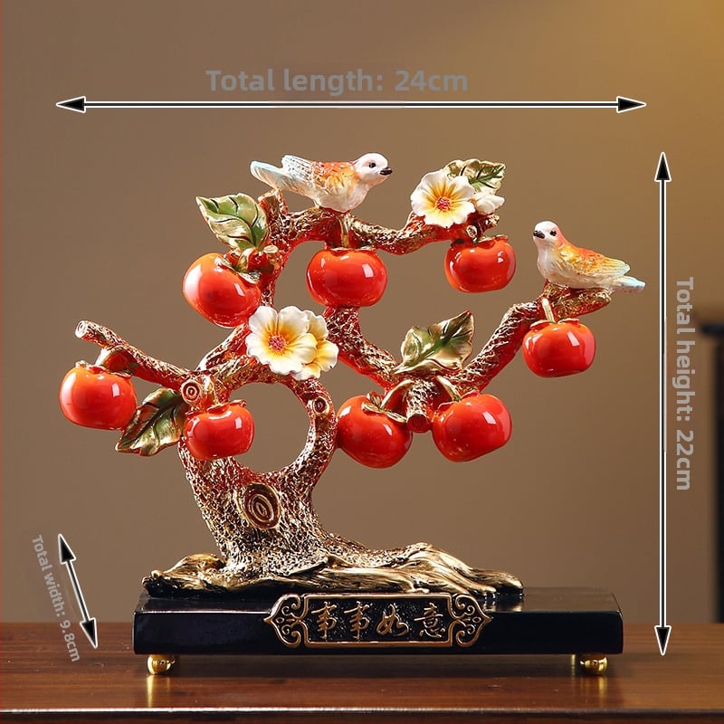 Persimon dekors ar veiksmes motīvu, ķīniešu stilā, no sveķiem