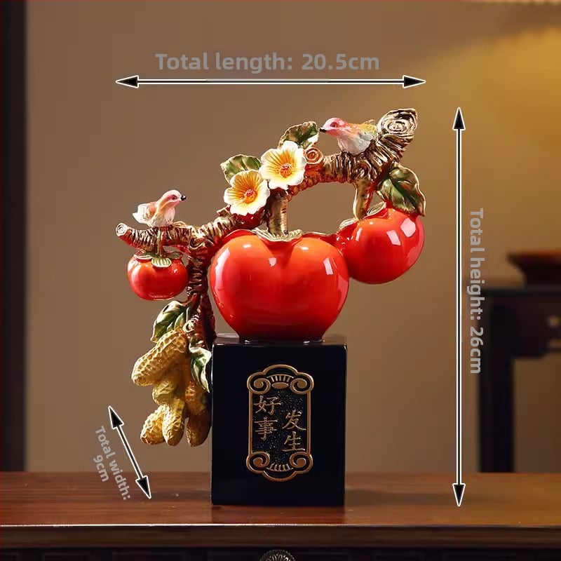 Persimon dekors ar veiksmes motīvu, ķīniešu stilā, no sveķiem